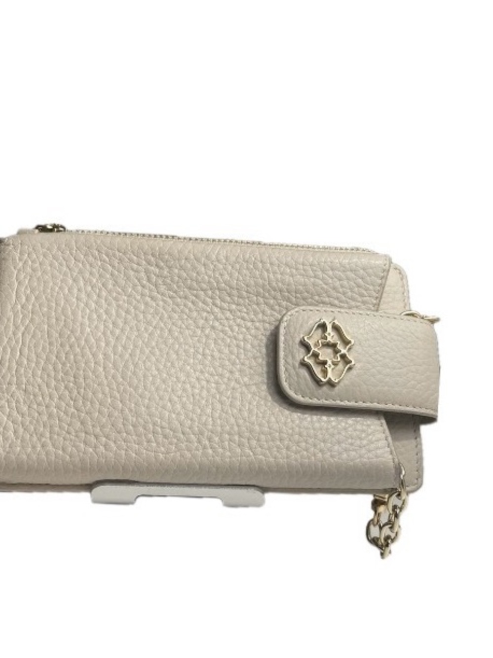 Women's Cream Leather Chain Crossbody Wallet - Unbranded